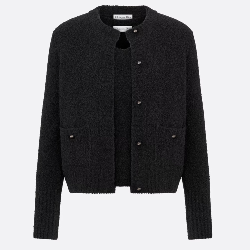 Christian Dior size 34 twinset black wool cashmere blend knit cardigan button up